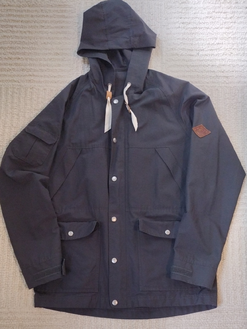 Woolrich Gray Hooded Field Raincoat